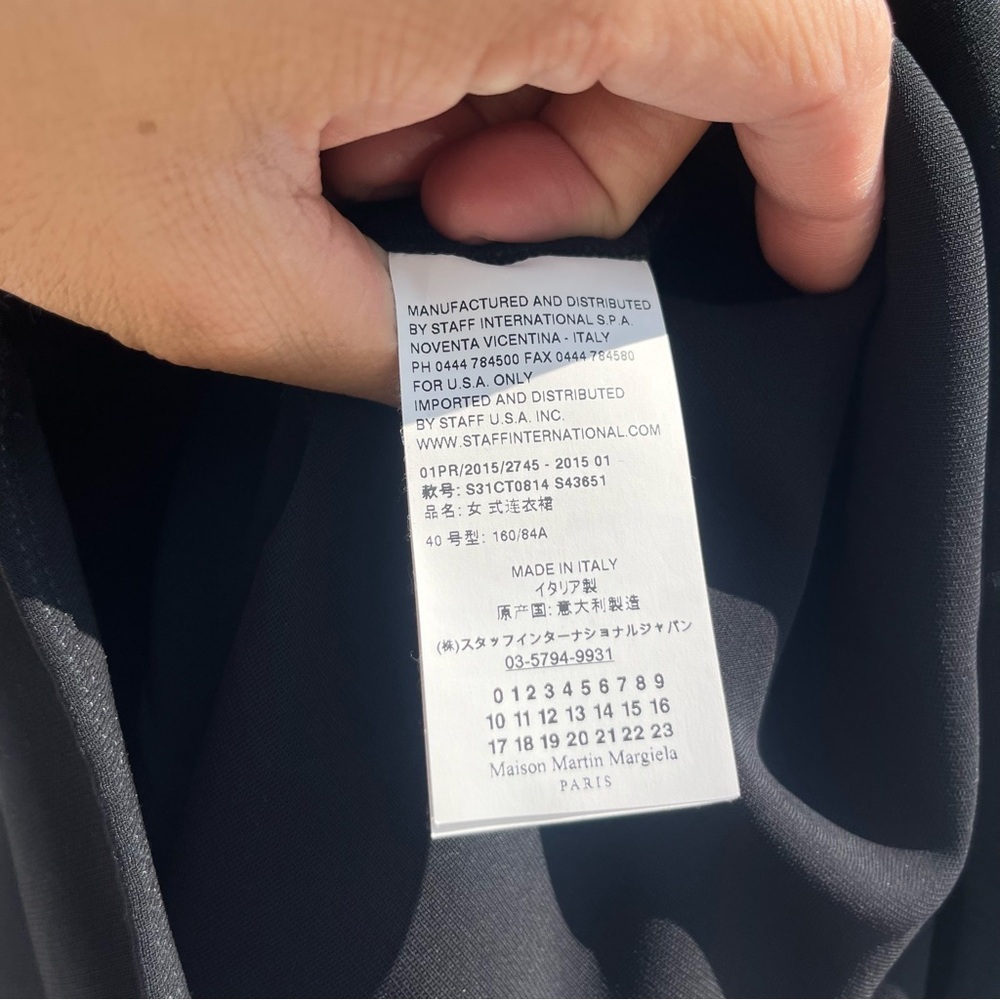 MAISON‎ MARTIN MARGIELA black short sleeve zip up pocket detail midi dress - Picture 10 of 12